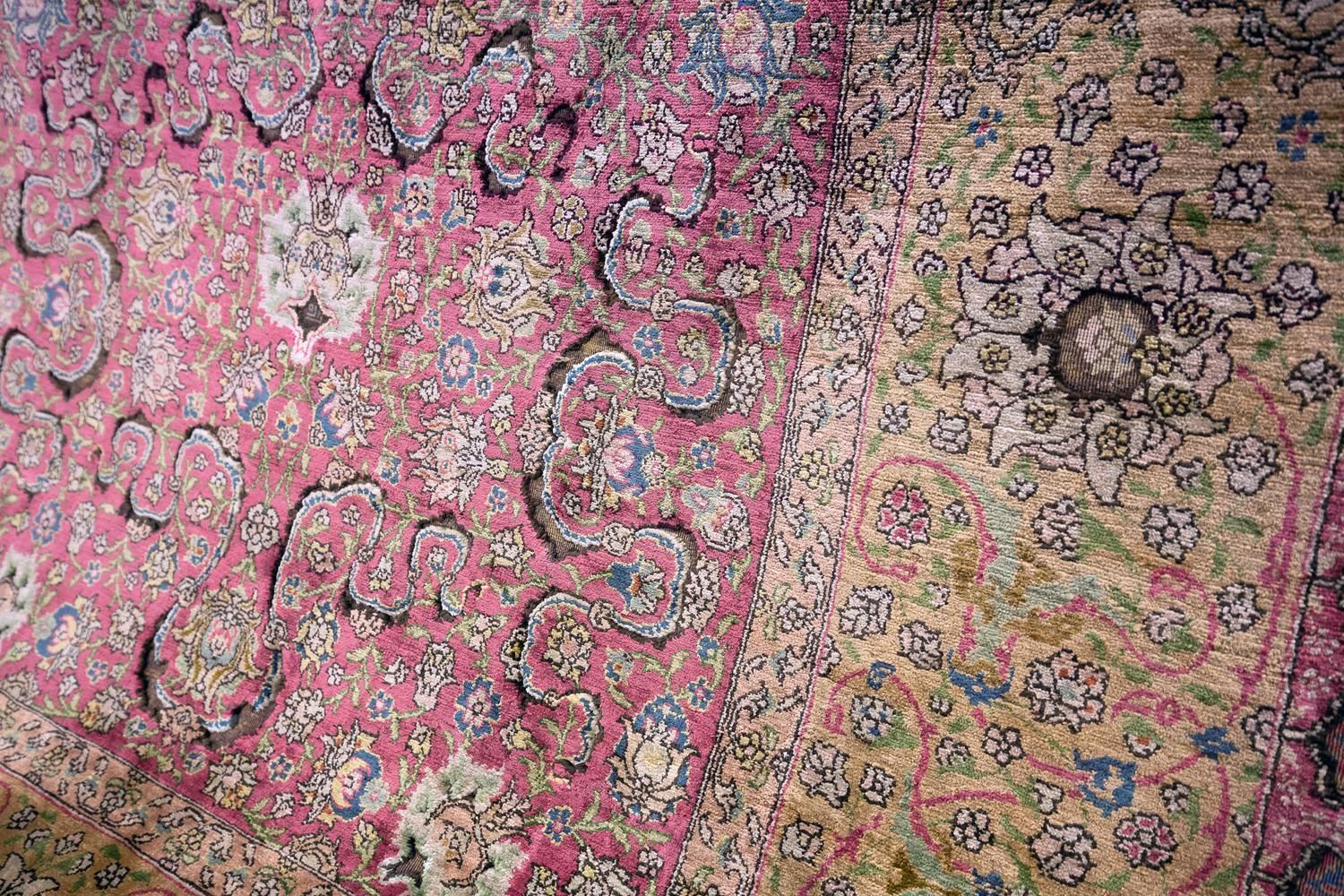 Textiles Rare Turkish Antique Signed “Zareh” Peyman Koum Kapi Rug photo
