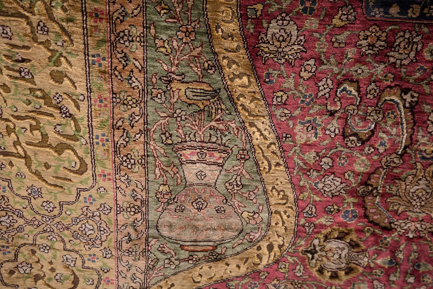 84919.0 Rare Turkish Antique Signed “Zareh” Peyman Koum Kapi Rug photo