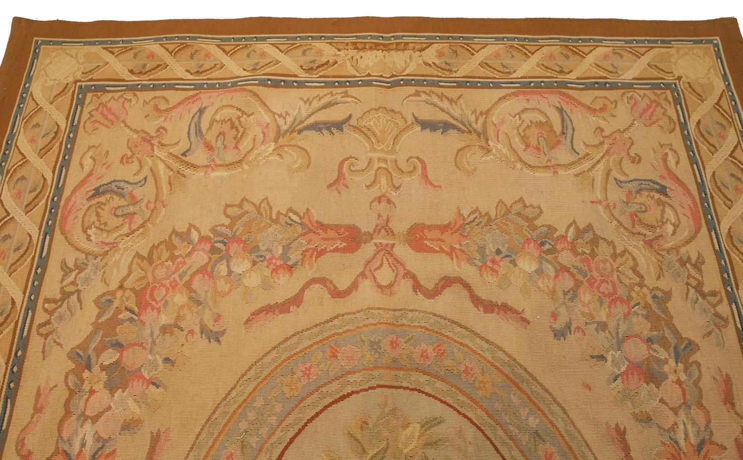 Aubusson Rug Flat Weave Inspired By French Style photo for sale