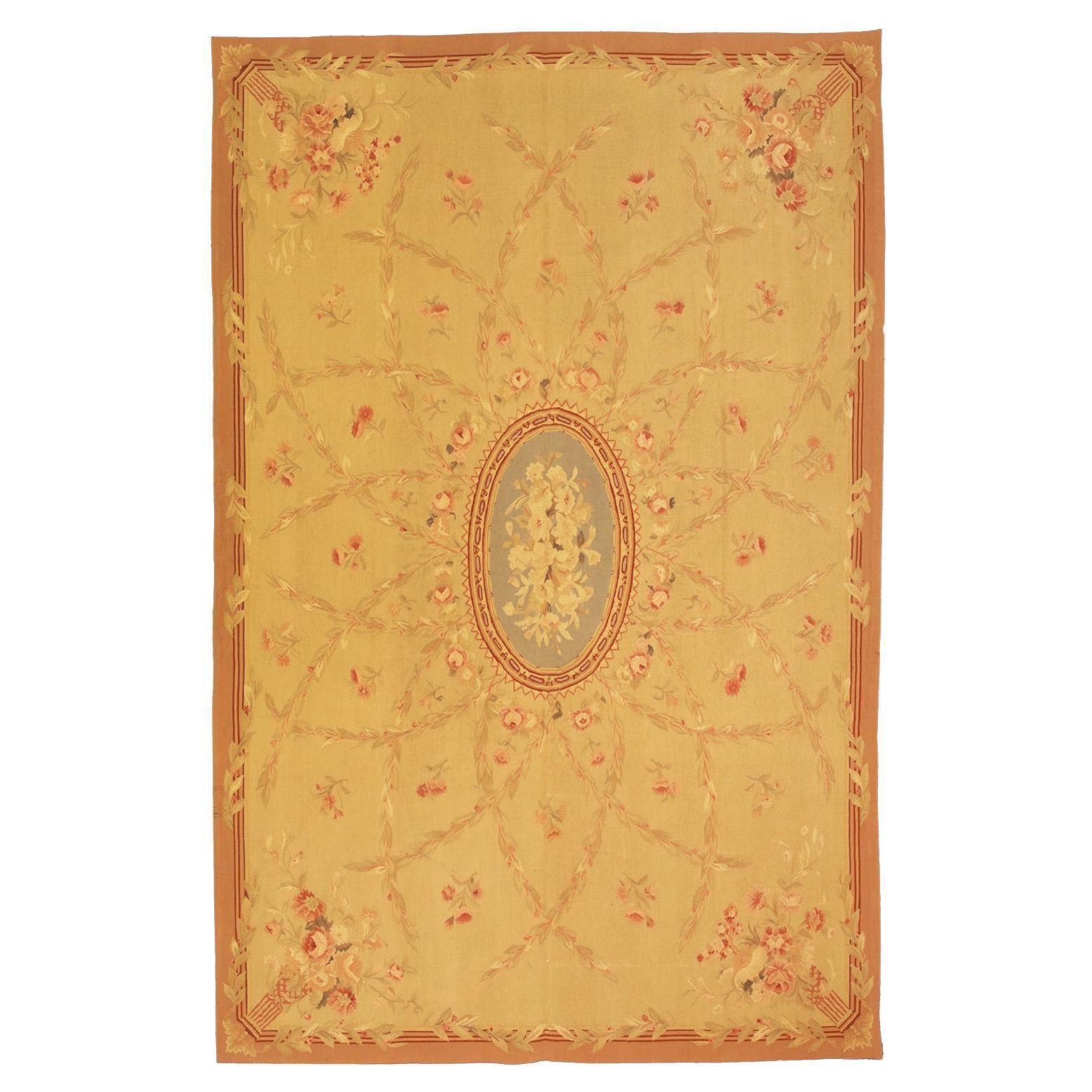 Aubusson Rug Flat Weave Chinese Inspired By French Style