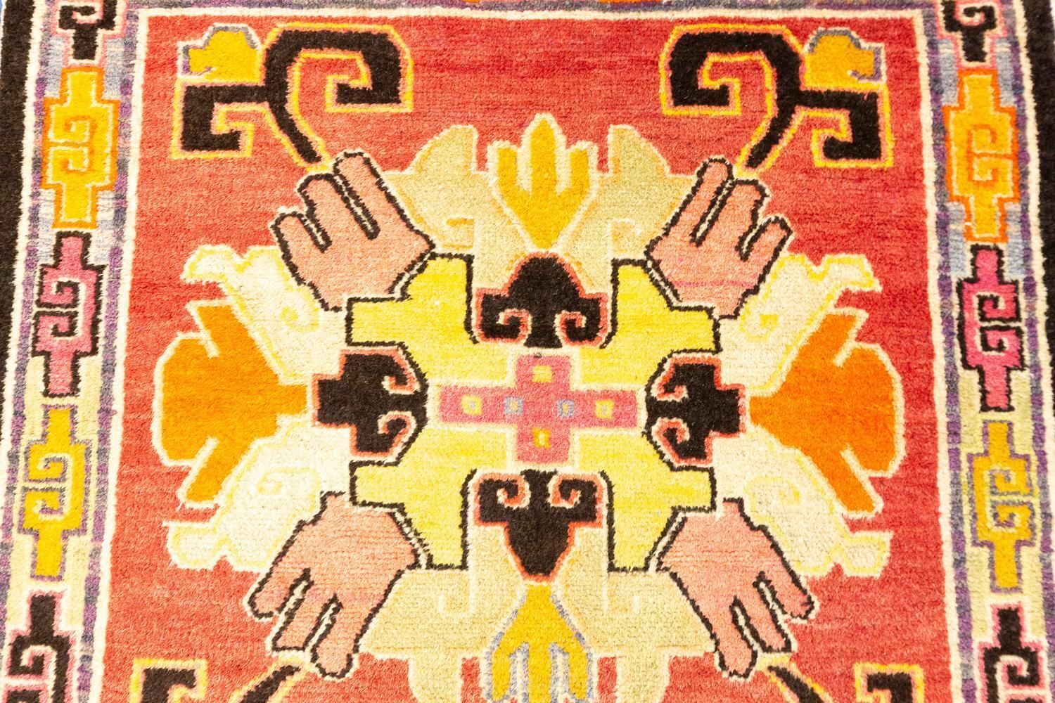 Tibetan Rug Swastika Motif, Ca. 1920 photo vinterior