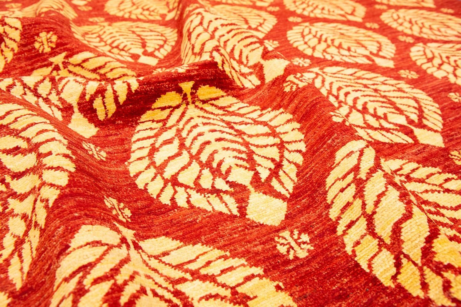 Bold Design Hand Knotted Vintage Red Field Etno Yadan Rug, Xxi Century photo vintage