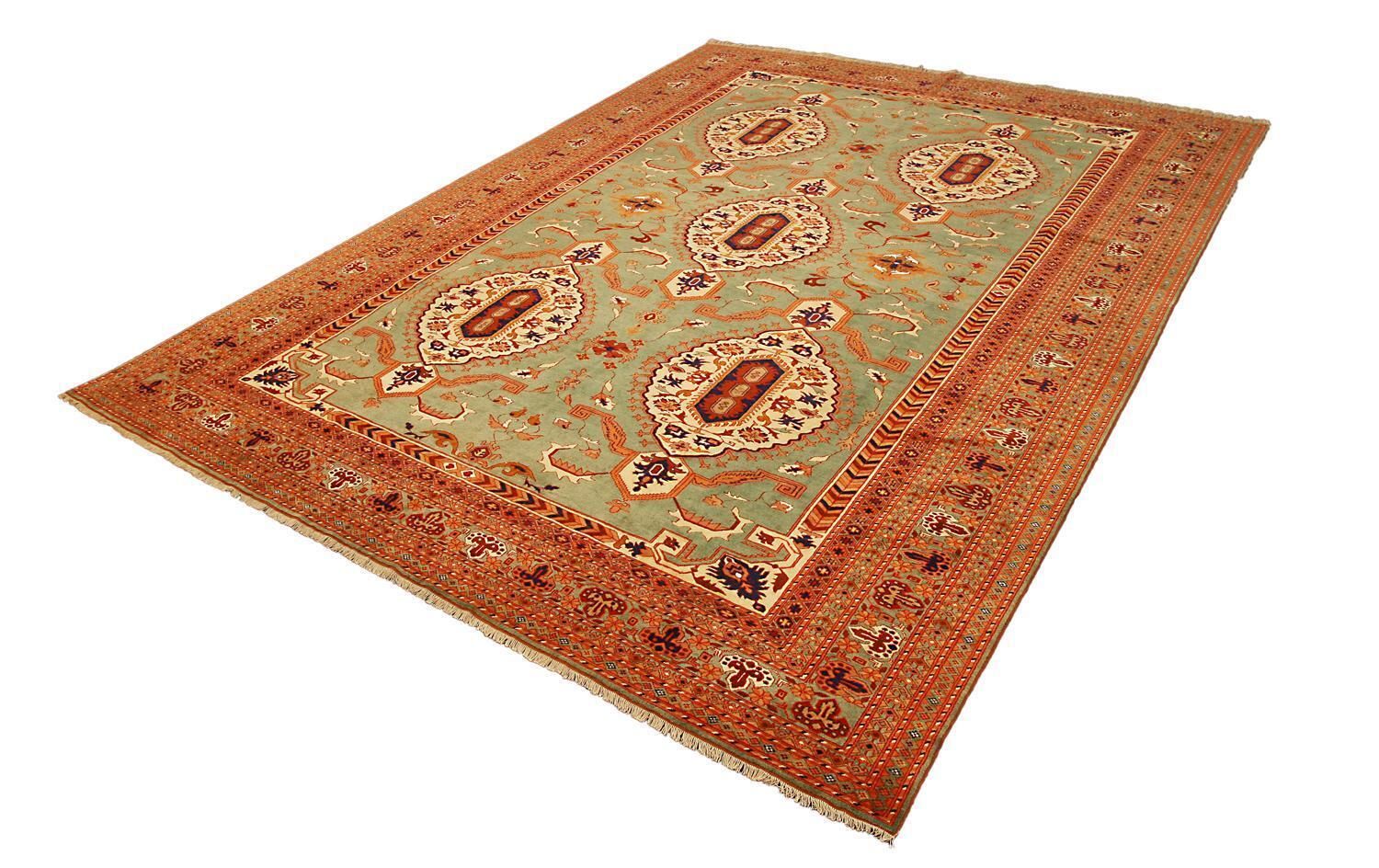 Afghan Latif Elegant Silk Light Green Field Carpet, Xxi Century photo for sale