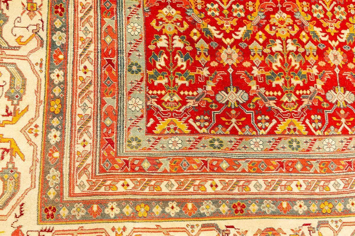Antique Indian Agra Rug Red Field photo vinterior