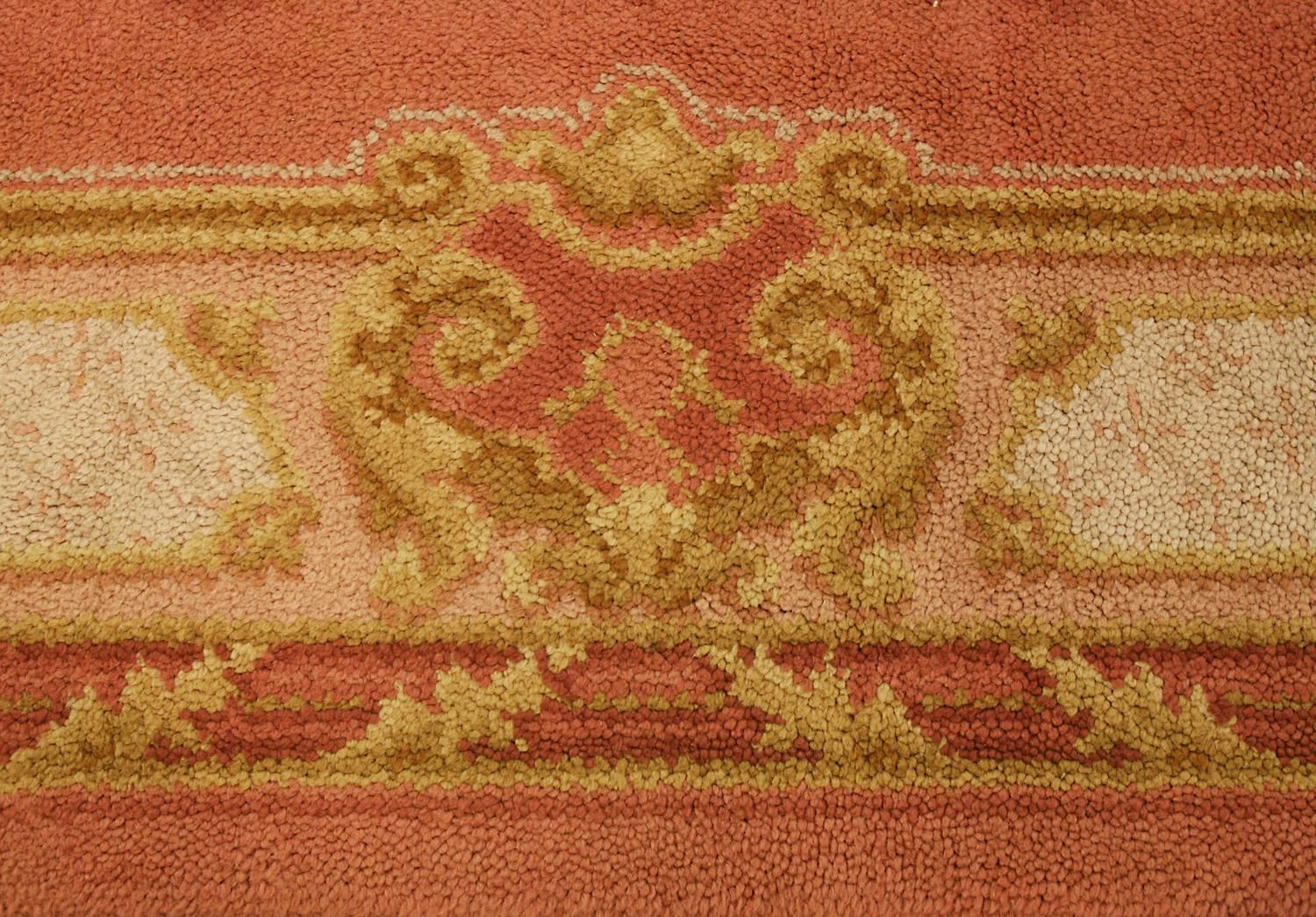 Antique English Donegal 'Art & Craft' Pink Field Wool Carpet, Ca. 1920 photo Textiles