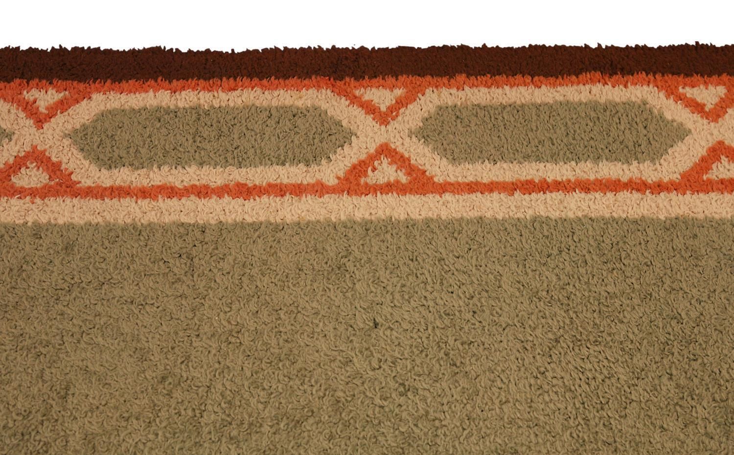 Large Minimalist Antique European Pistachio Color Wool Carpet, Ca. 1920 photo Textiles
