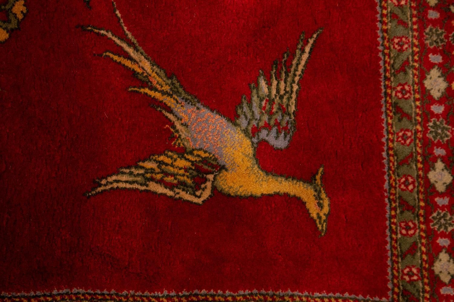 photo for sale European Rug Cherry Field With Birds And Flower Rings, Ca. 1880