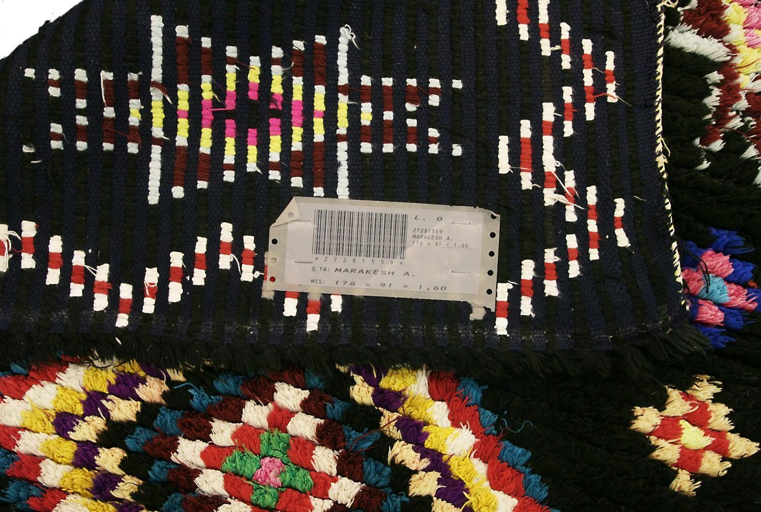 Geometric Design Grey & Black Vintage Moroccan Marrakesh Rug, Ca. 1950 photo 841.0