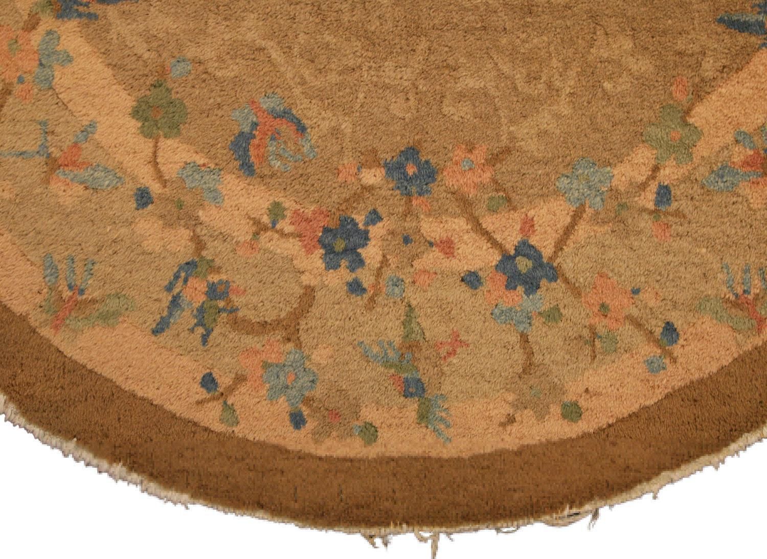 Mid 20th Century Chinese Peking Rug Light Brown Open Field Design, 1950 1970 photo furniture