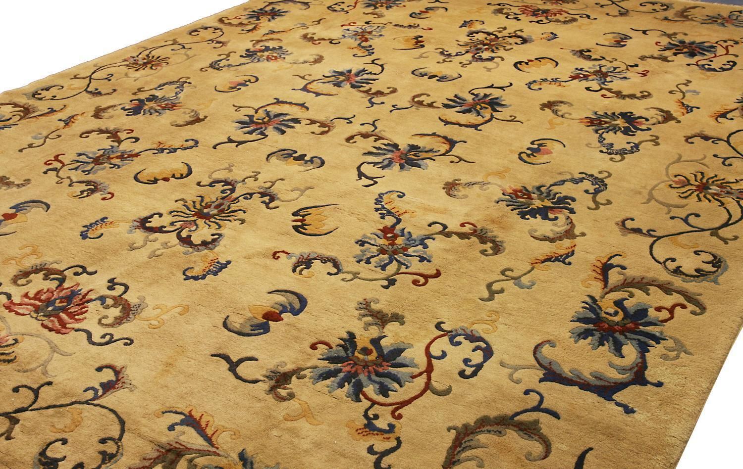 Antique Peking Chinese All Over Design Antique Wool Carpet, Ca. 1920 photo furniture