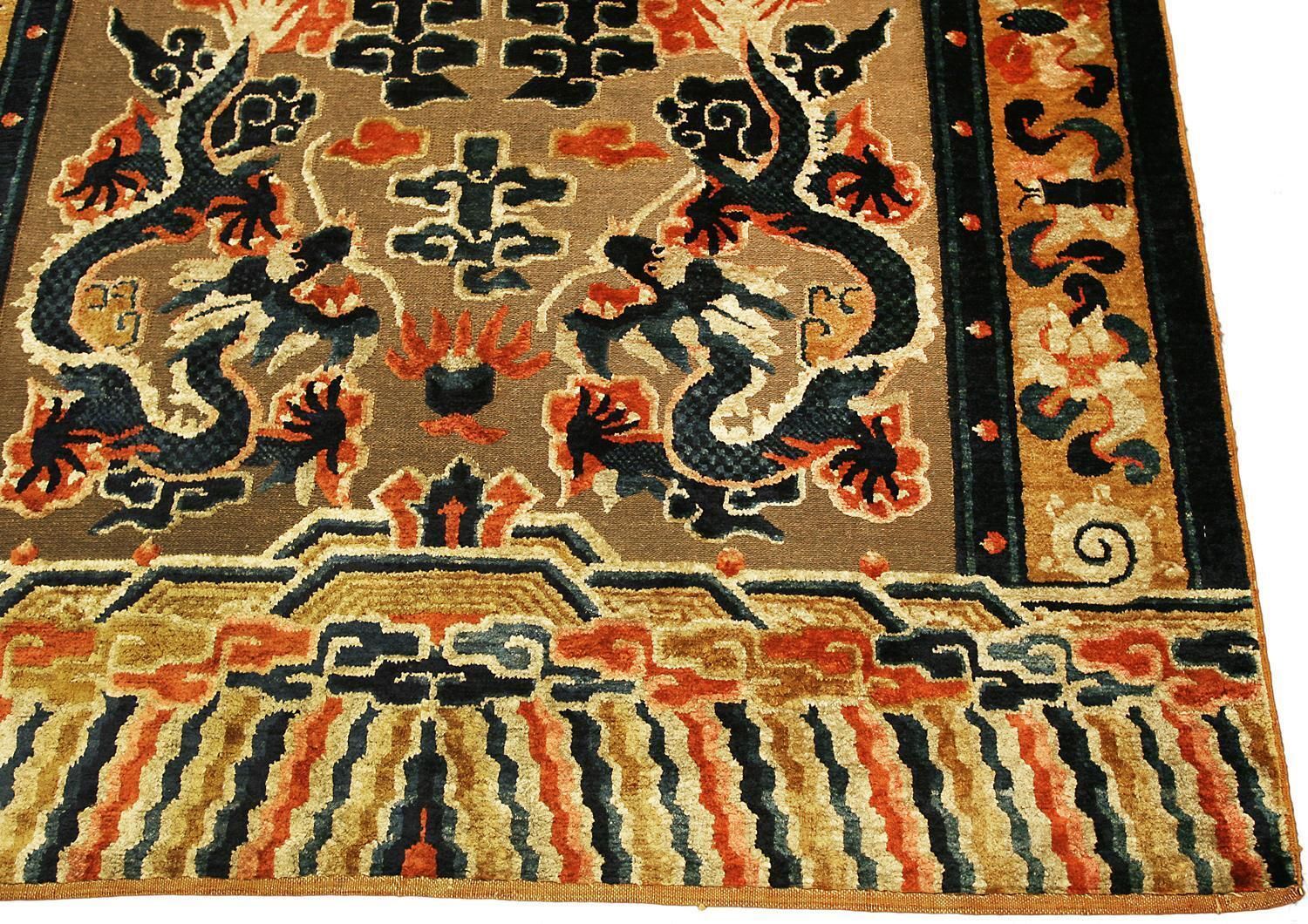 photo furniture 19th Century Ningxia Brown Metal Thread Imperial Palace Souf Chinese Rug