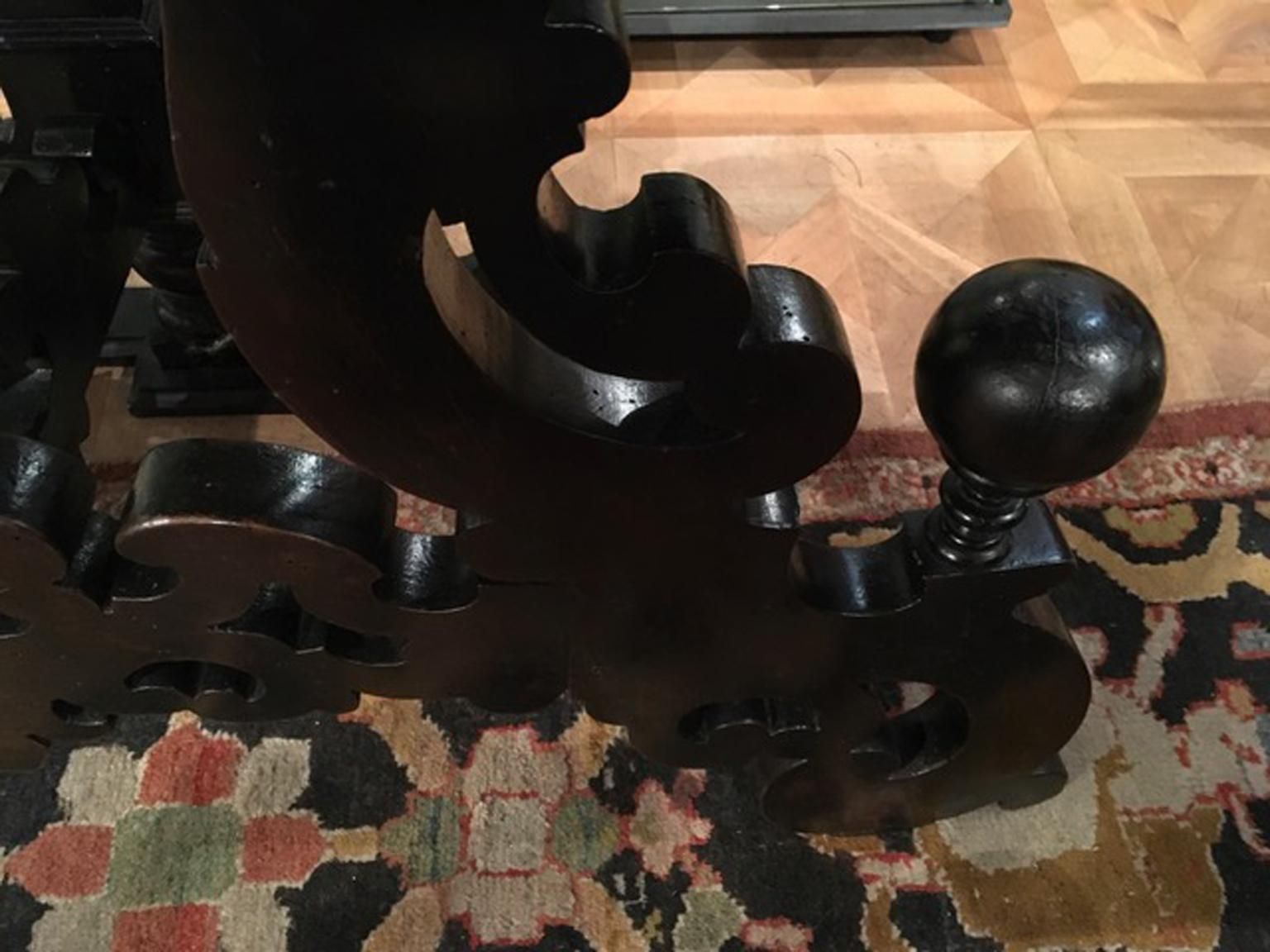 Late 17th Century Italian Wood Ebony Hand Carved Black Marble Console photo vinterior