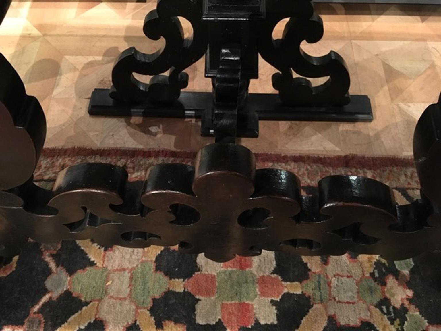 Late 17th Century Italian Wood Ebony Hand Carved Black Marble Console photo buy