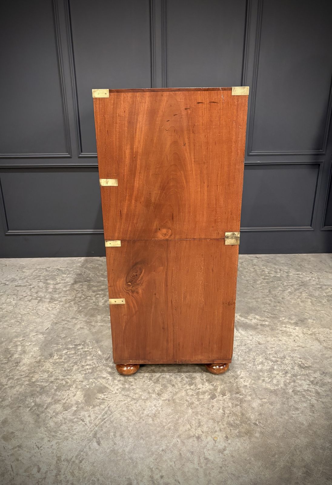 photo for sale Mahogany Military Campaign Secretaire Chest