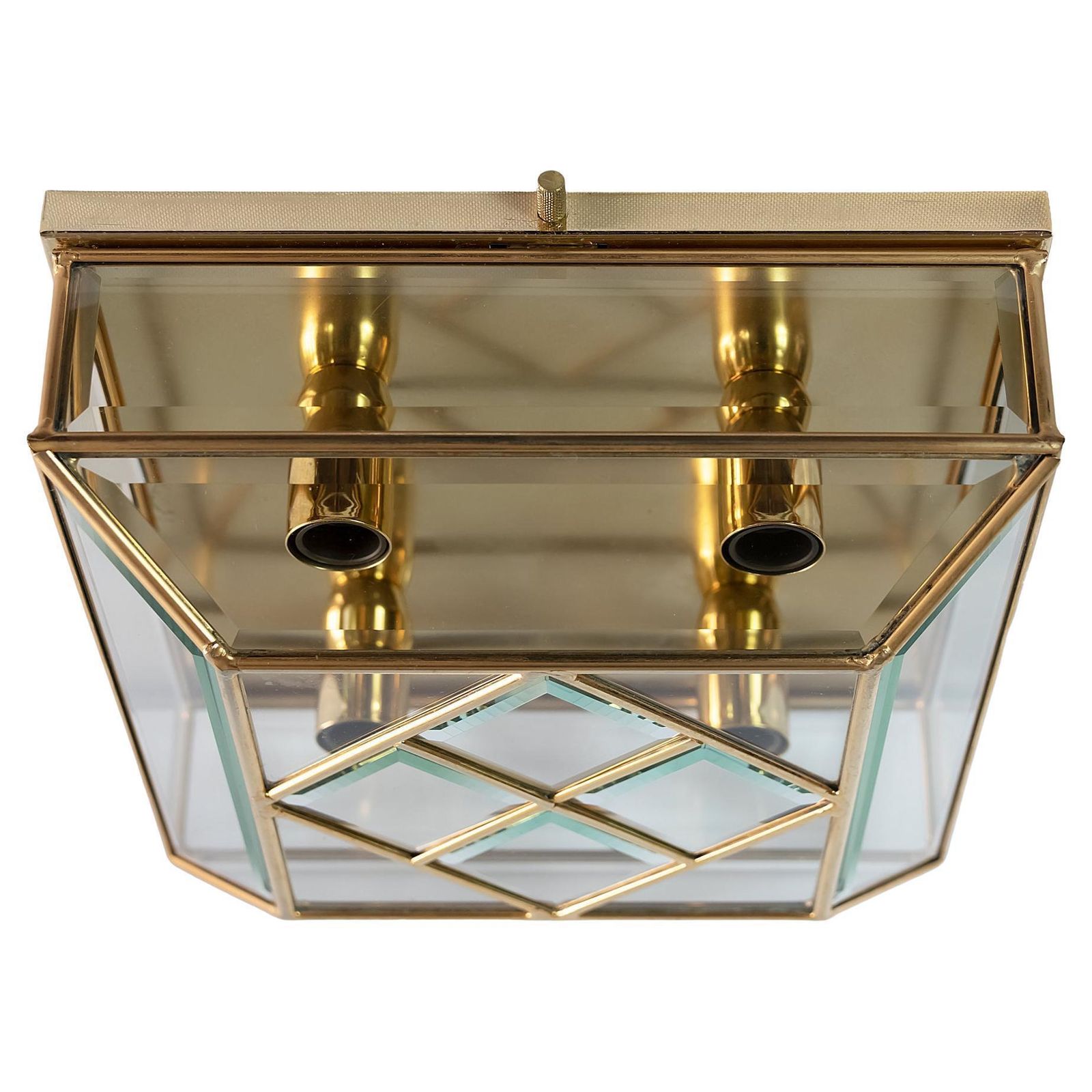 Mid Century Italian Glass Flush Mount Chandelier