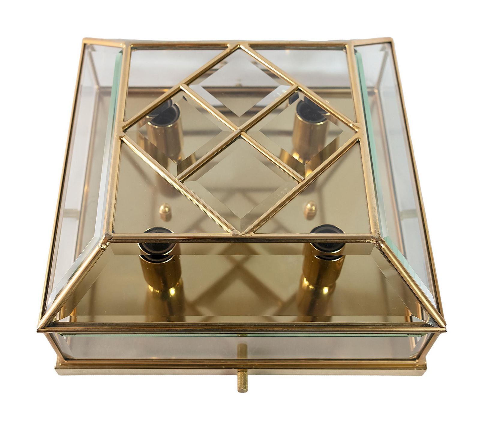 Mid Century Italian Glass Flush Mount Chandelier photo for sale