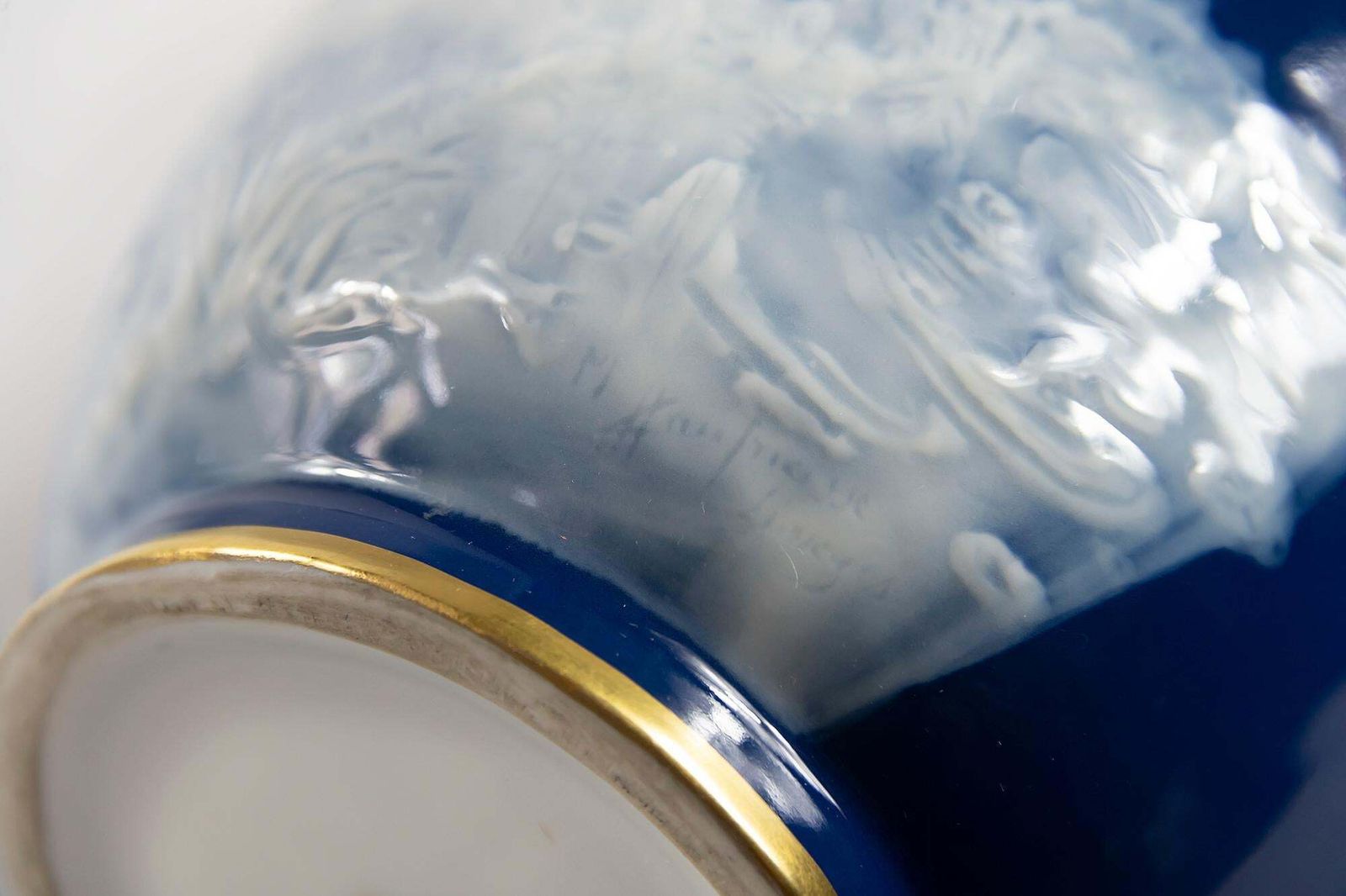 French Limoges Porcelain Cobalt Blue Pate Sur Pate Vase photo vinterior
