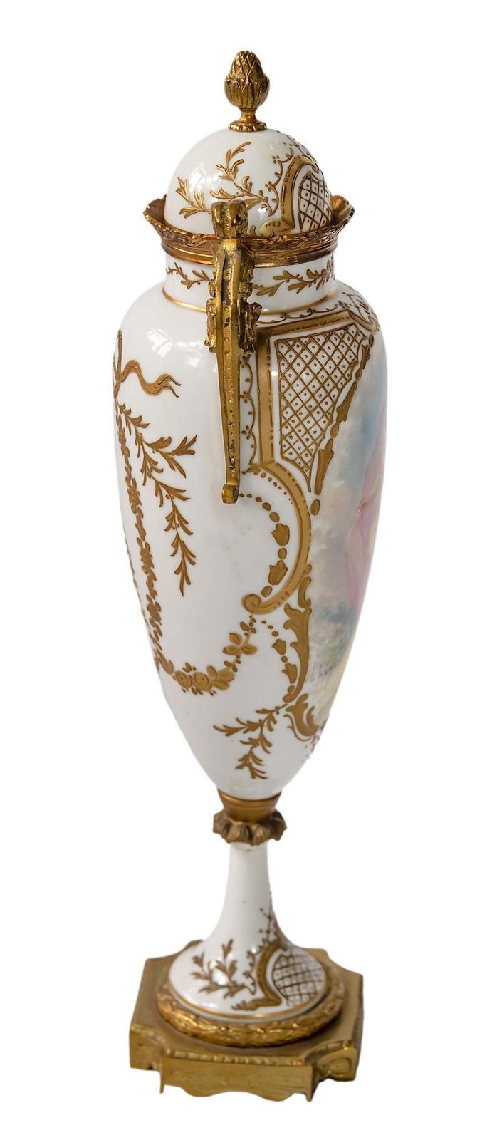 Antique French Sevres Porcelain And Bronze Lidded Vase photo for sale
