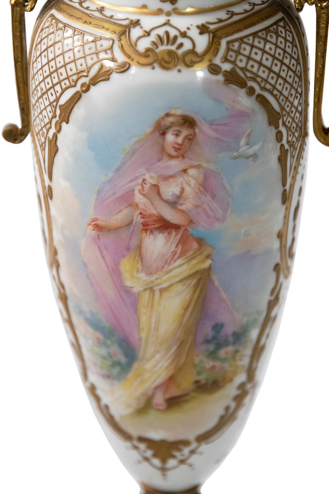 Antique French Sevres Porcelain And Bronze Lidded Vase photo Home Decor