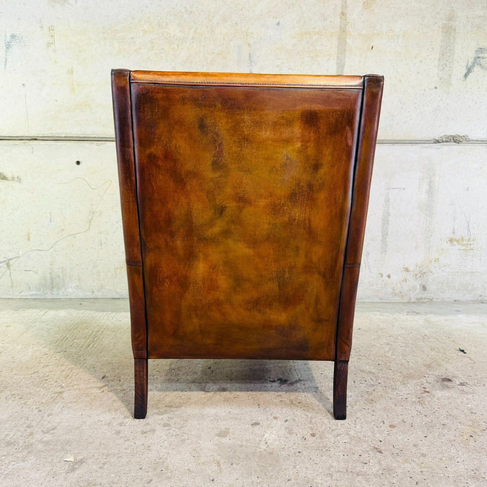 photo vinterior Vintage Danish High Back Patinated Tan Leather Armchair #A537