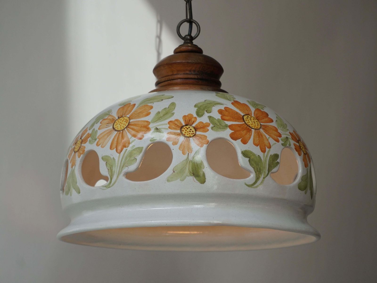 Italian Ceramic Lamp With Flower Decoration, 1970s photo vinterior