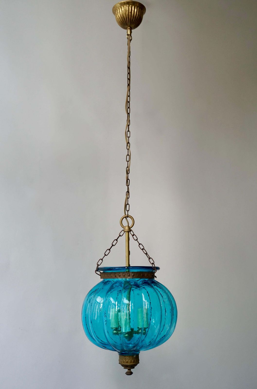 Blue Crystal Pendant Light By Val St. Lambert photo Lighting