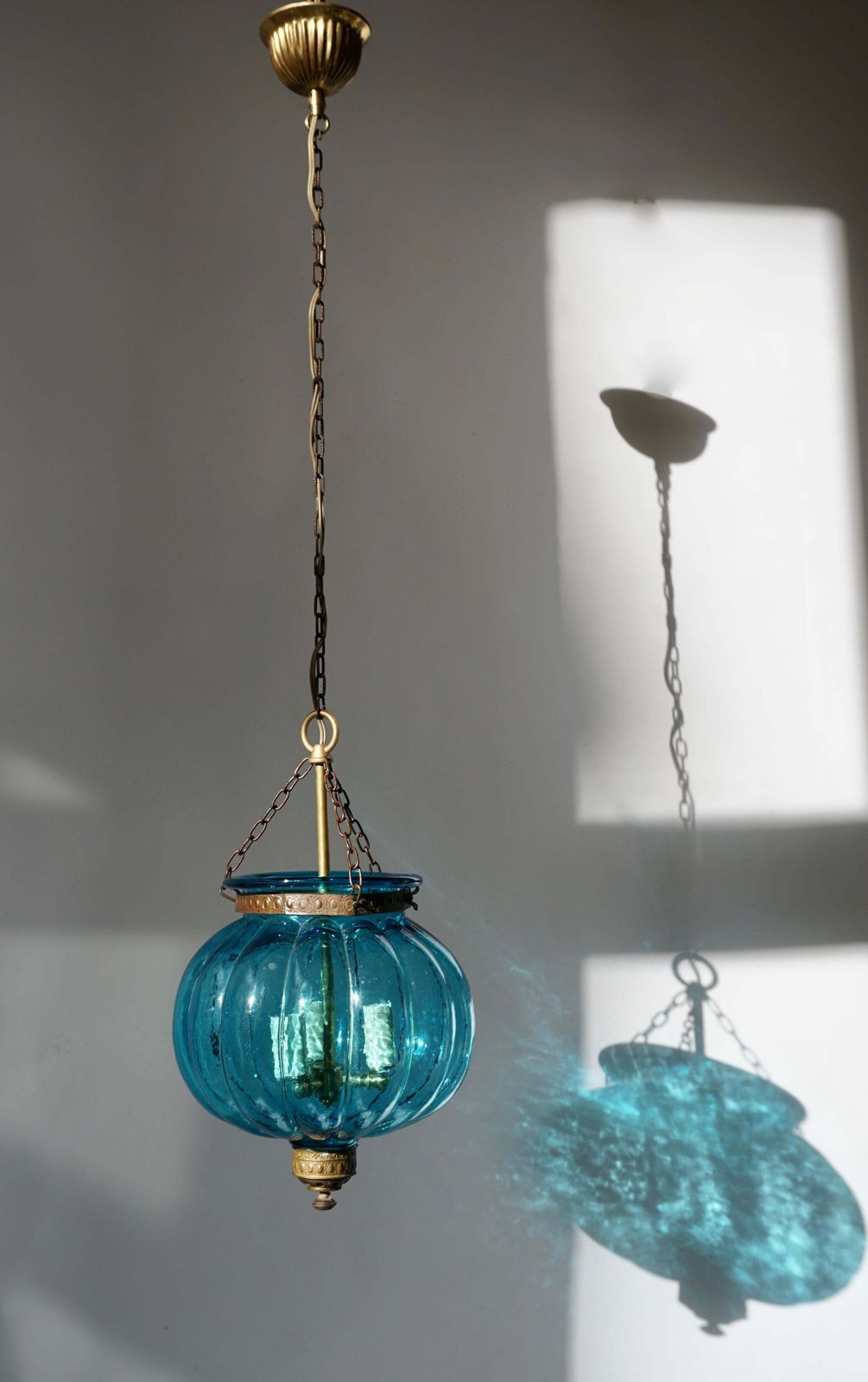 Blue Crystal Pendant Light By Val St. Lambert photo vinterior