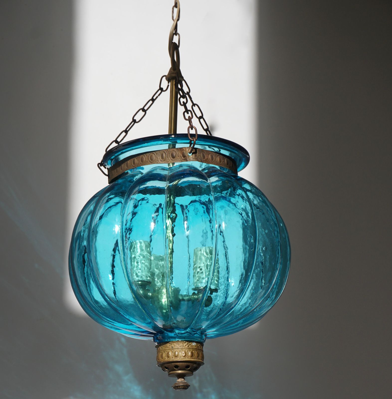 Blue Crystal Pendant Light By Val St. Lambert photo buy