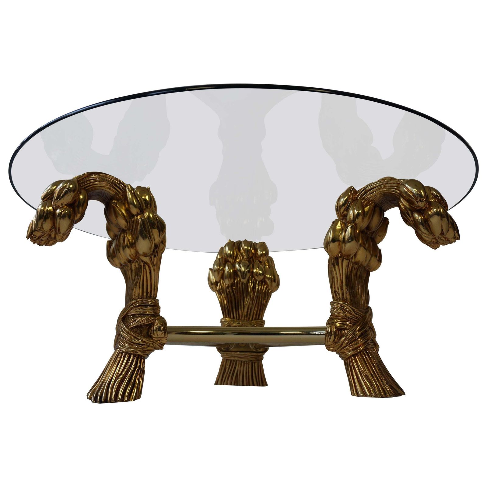 Round Glass Coffee Table In The Manner Of Maison Jansen
