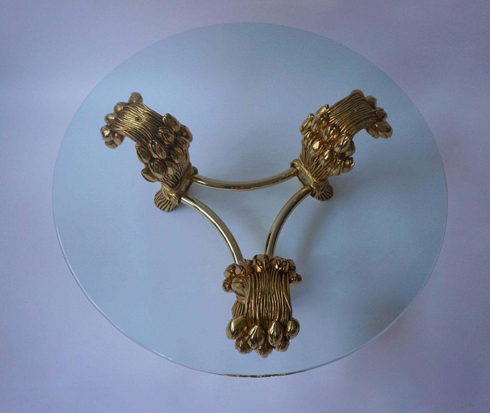 photo furniture Round Glass Coffee Table In The Manner Of Maison Jansen