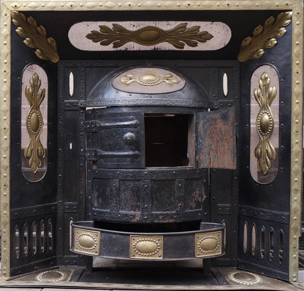 Iron, Cast Iron And Brass Build In Belle Époque Coal Burner photo furniture