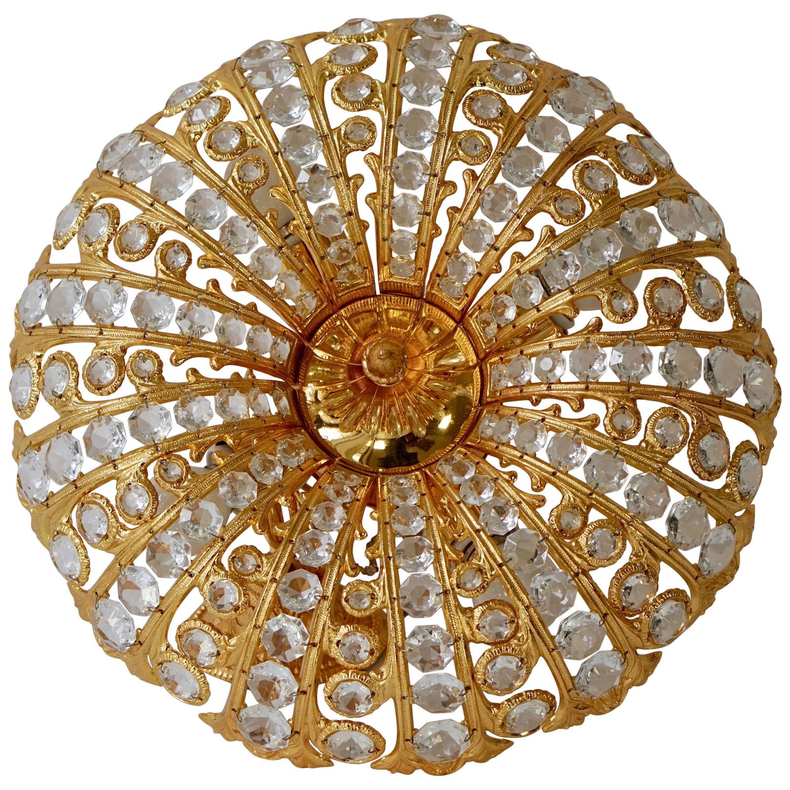 Hollywood Regency Crystal And Gilded Chandelier By Palwa