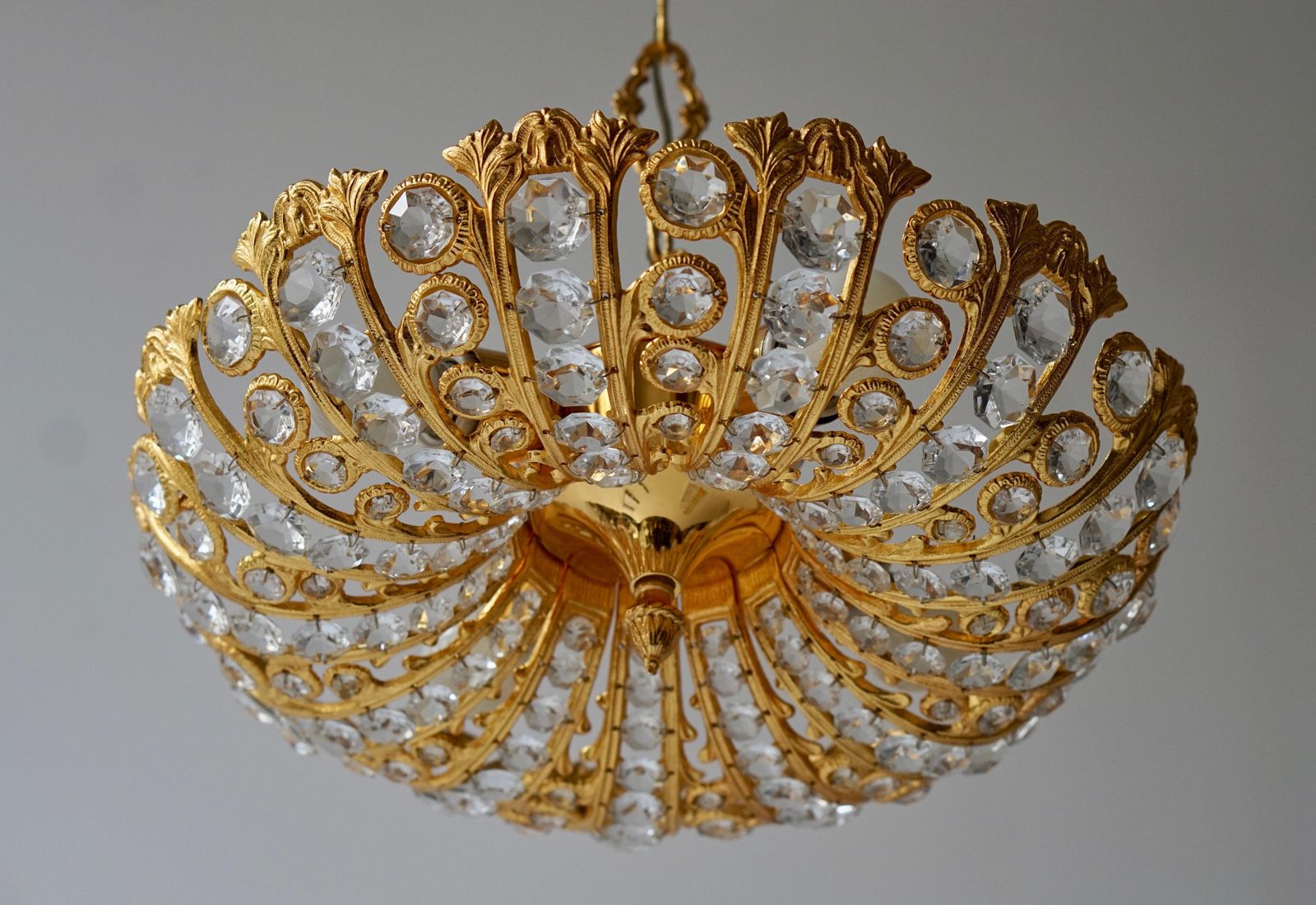 photo buy Hollywood Regency Crystal And Gilded Chandelier By Palwa
