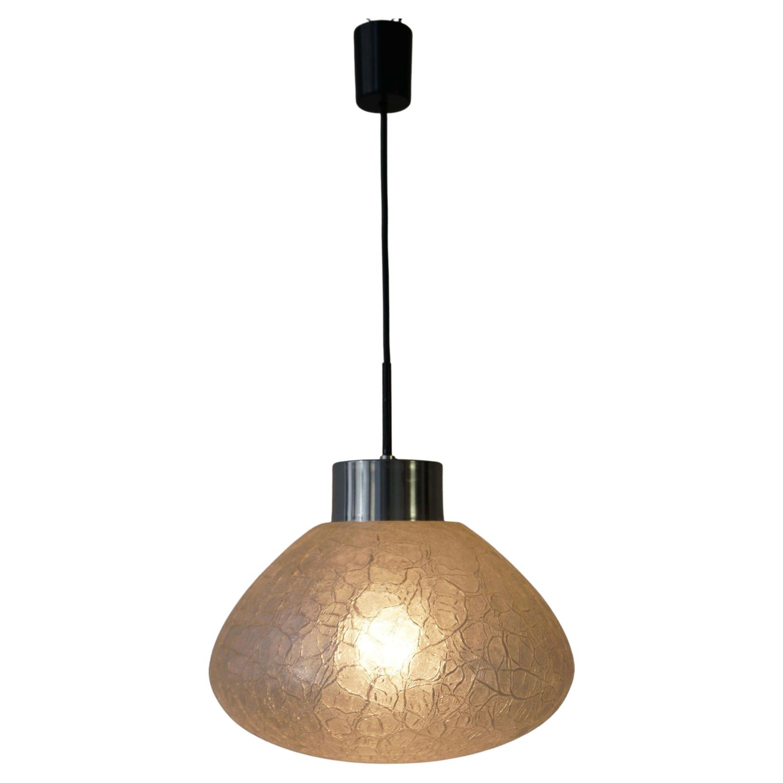 Doria Pendant Lamp Clear Art Glass And Chrome 1960s 1970s Hanging Lamp photo furniture