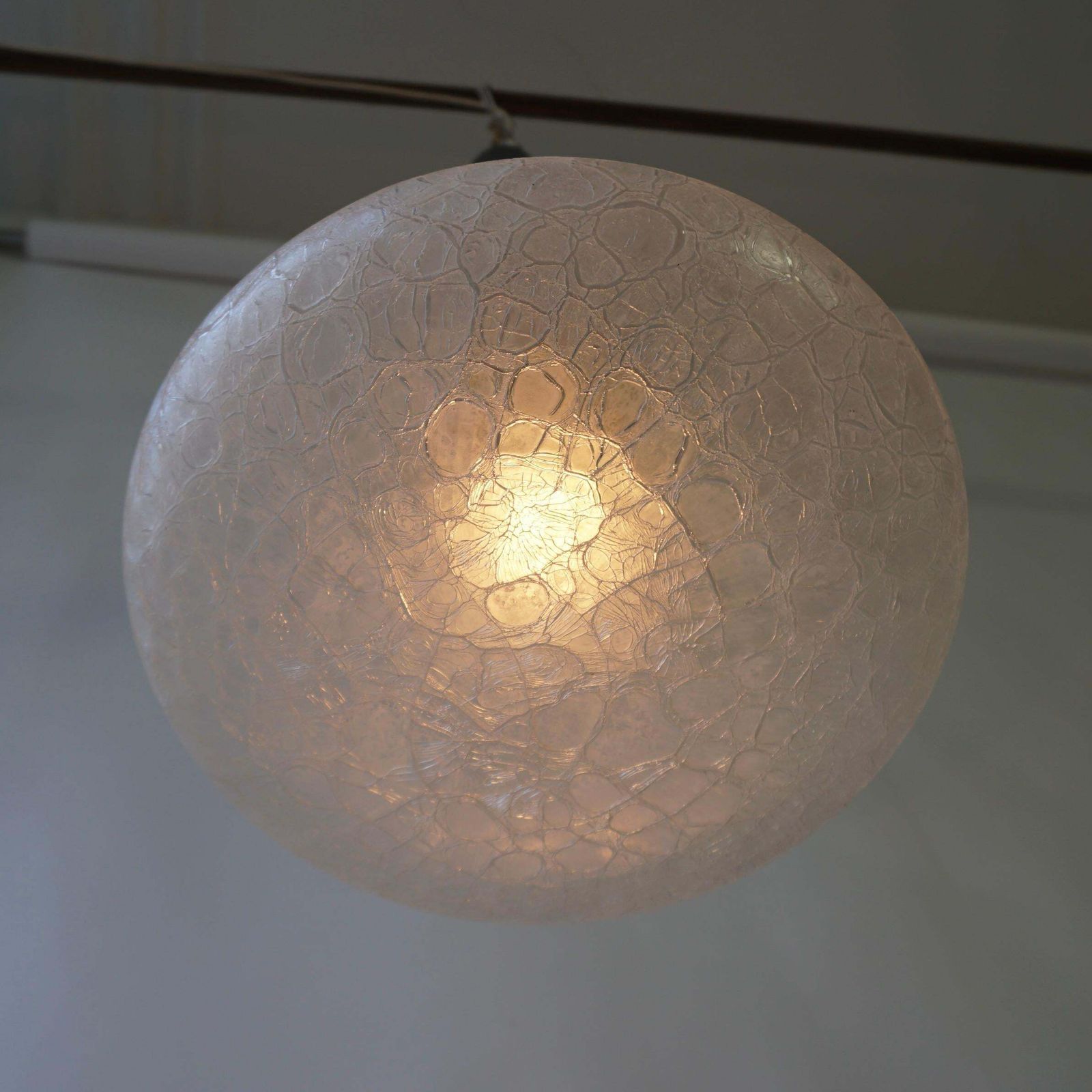Doria Pendant Lamp Clear Art Glass And Chrome 1960s 1970s Hanging Lamp photo vintage