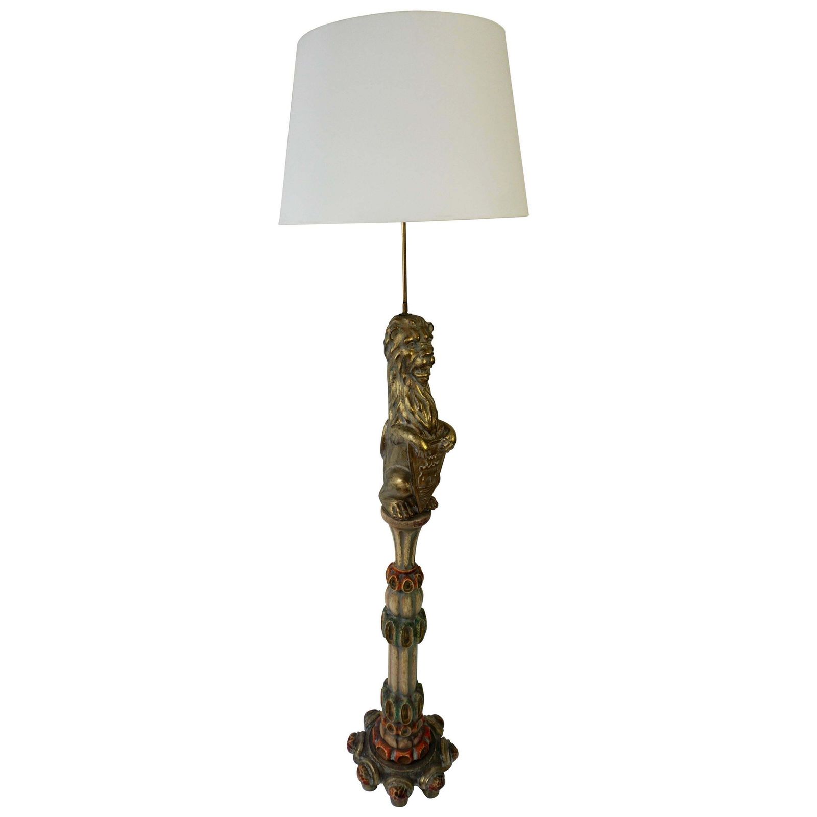 Italian Rococo Venetian Carved Lion Floor Lamp