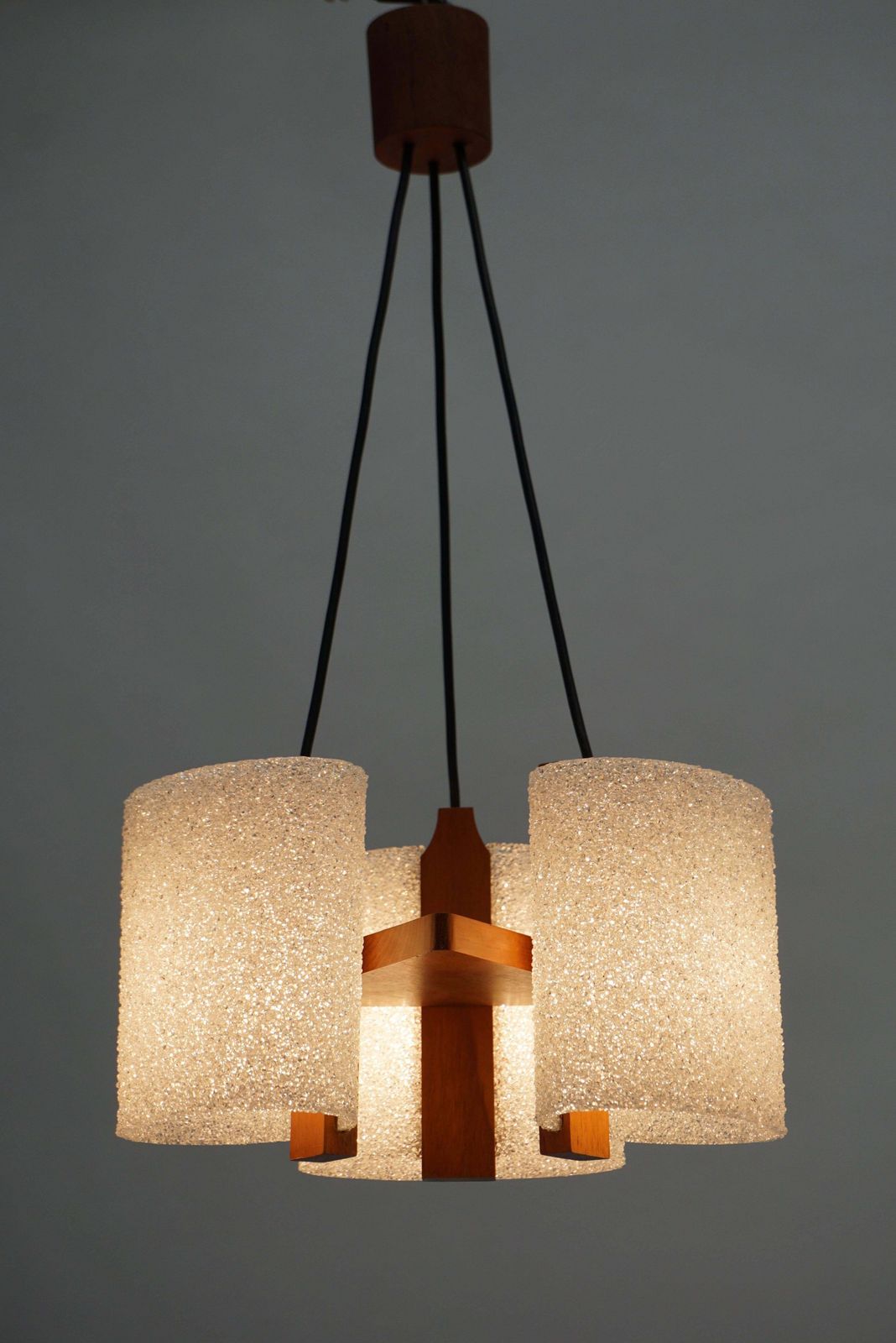 Elegant 1950s Chandelier In Wood And Acrylic photo furniture