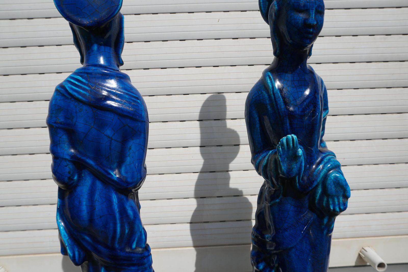 photo buy Pair Of Hollywood Regency Standing Buddha Ceramic Table Lamps By Ugo Zaccagnini