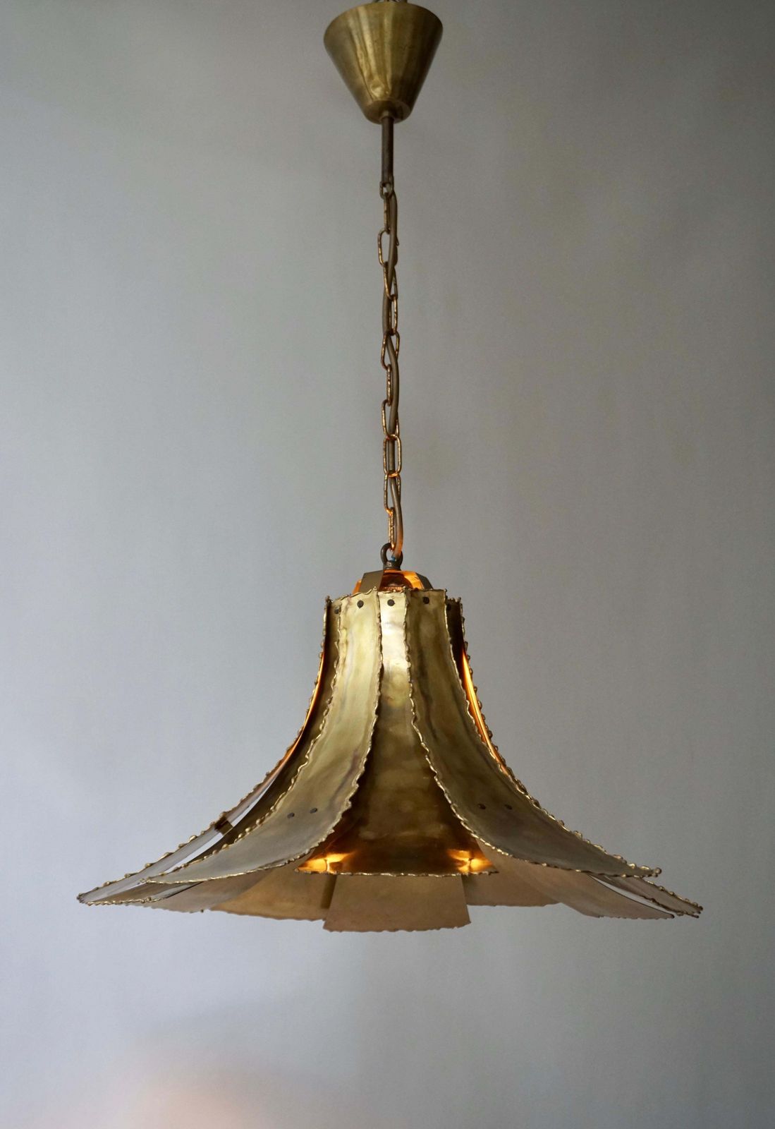 Mid Century Modern Oxidized Brass Brutalist Chandelier By Sorensen Denmark 1960s photo for sale