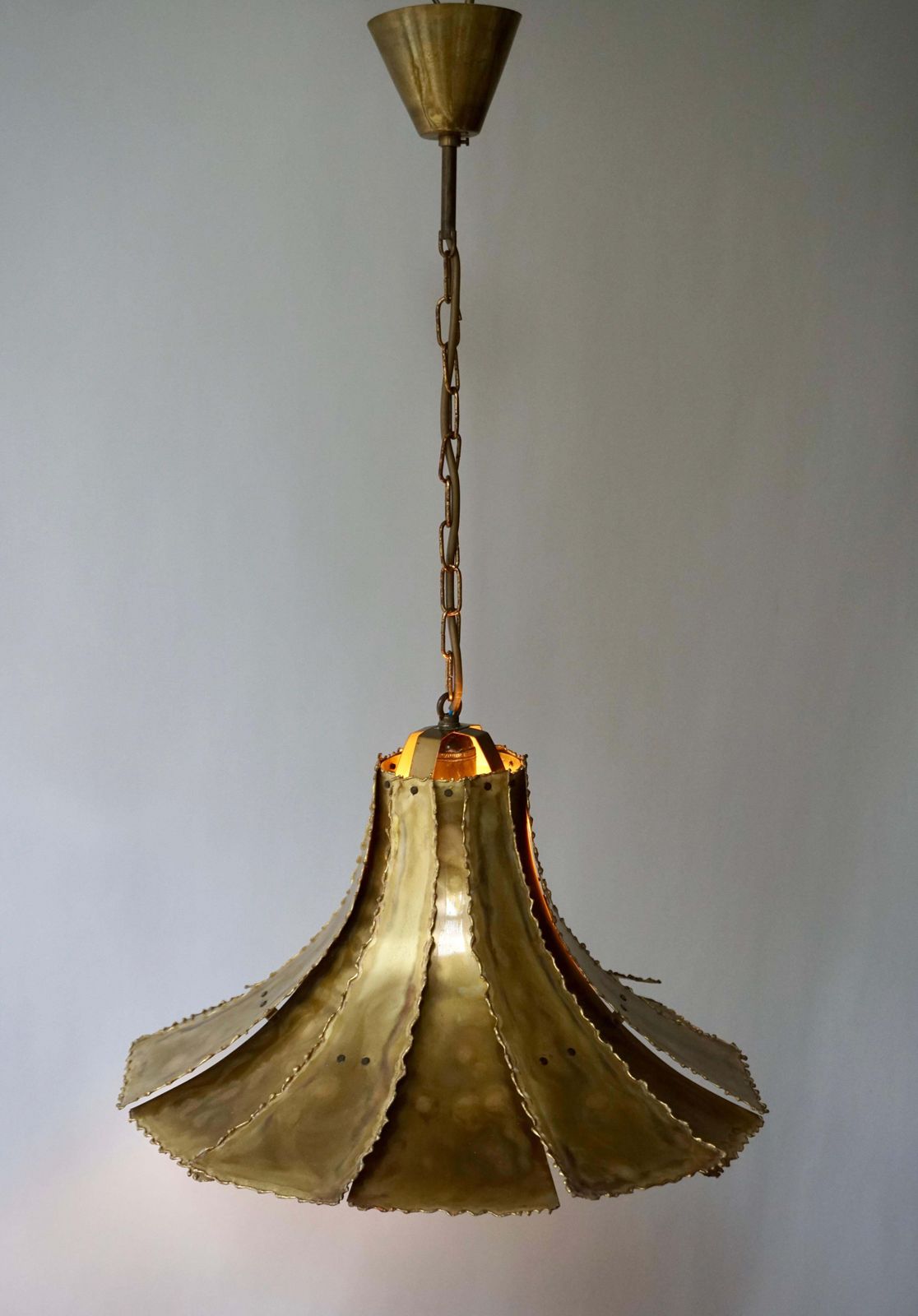 Mid Century Modern Oxidized Brass Brutalist Chandelier By Sorensen Denmark 1960s photo 1444.0