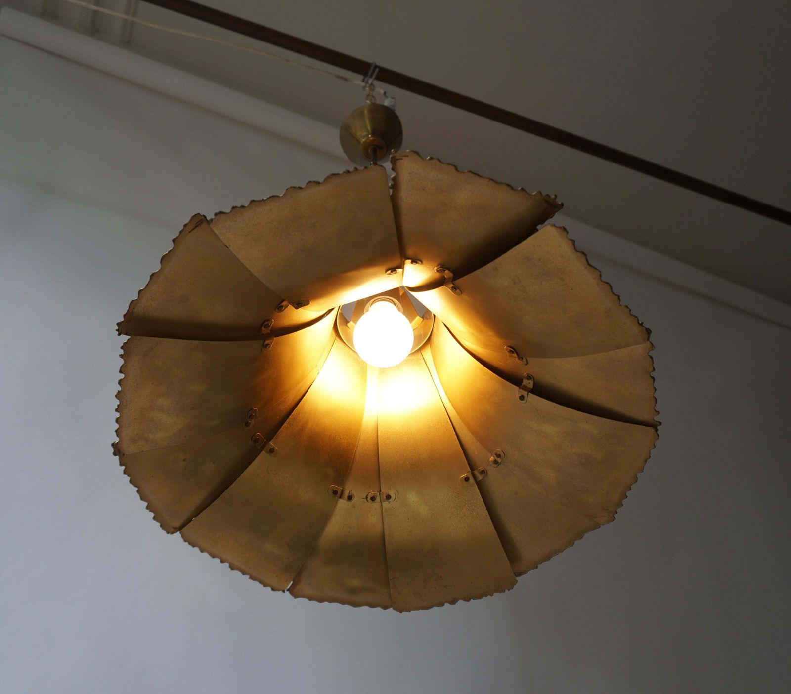 photo furniture Mid Century Modern Oxidized Brass Brutalist Chandelier By Sorensen Denmark 1960s