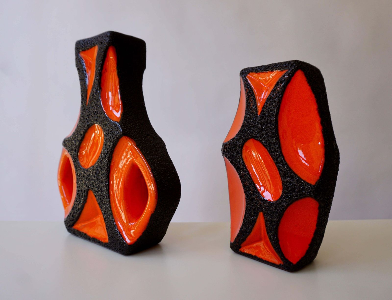 photo buy Two West German Roth Keramik Art Pottery 'Fat Lava' Guitar Vase