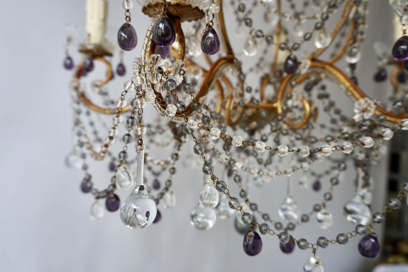 Fine Quality Victorian Chandelier With Purple Glass photo vinterior