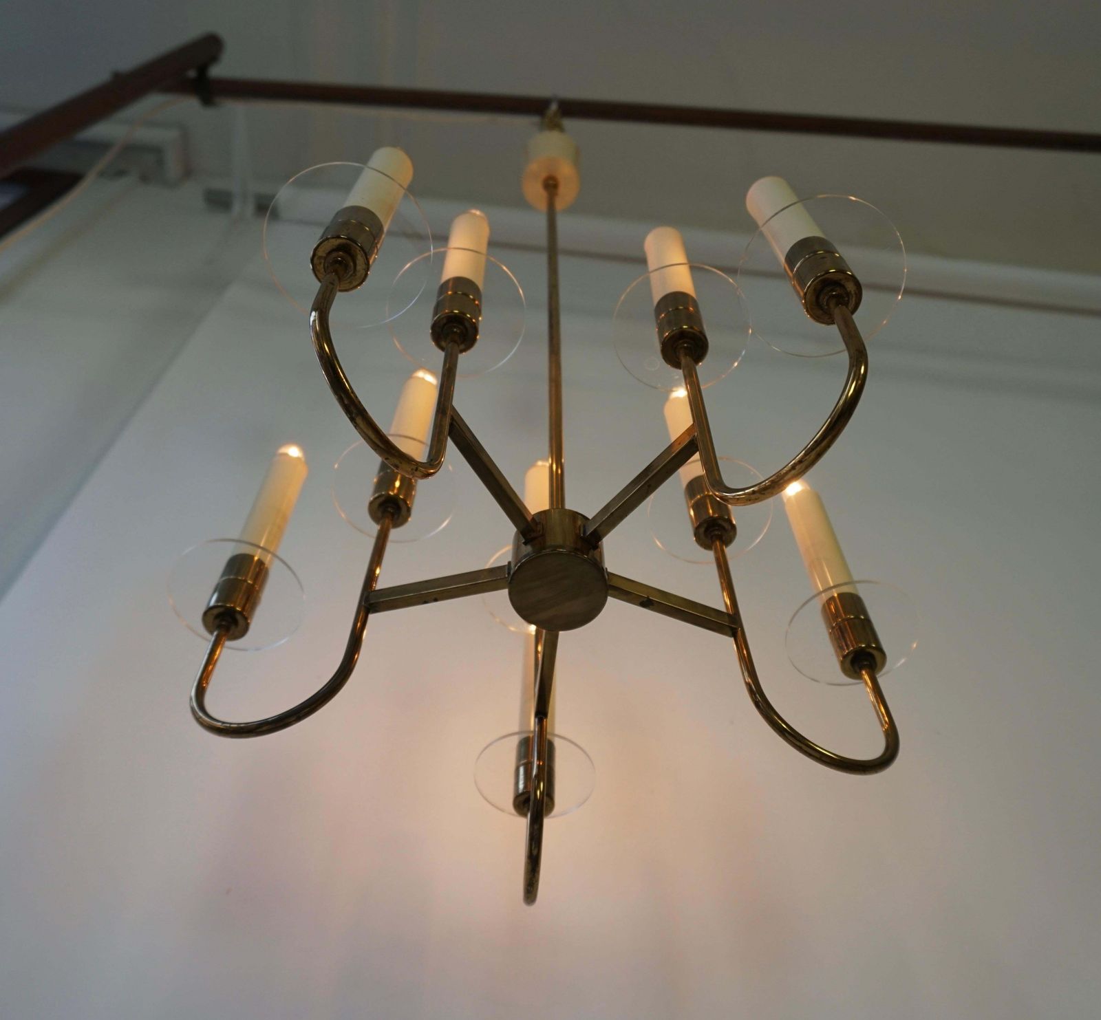 Elegant Italian Brass And Glass Chandelier photo vinterior