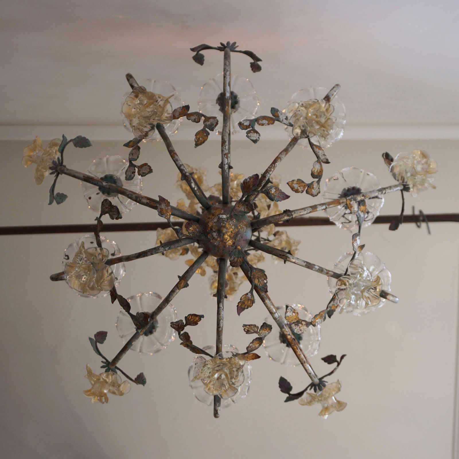 Italian Chandelier With Glass Flowers photo Lighting