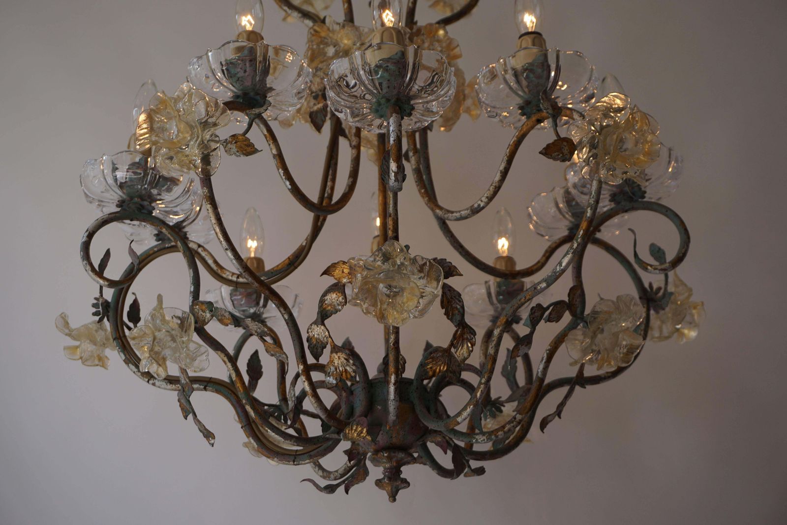 Italian Chandelier With Glass Flowers photo vinterior