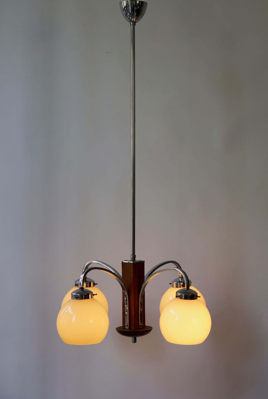 Art Deco Chandelier In Glass And Wood photo buy