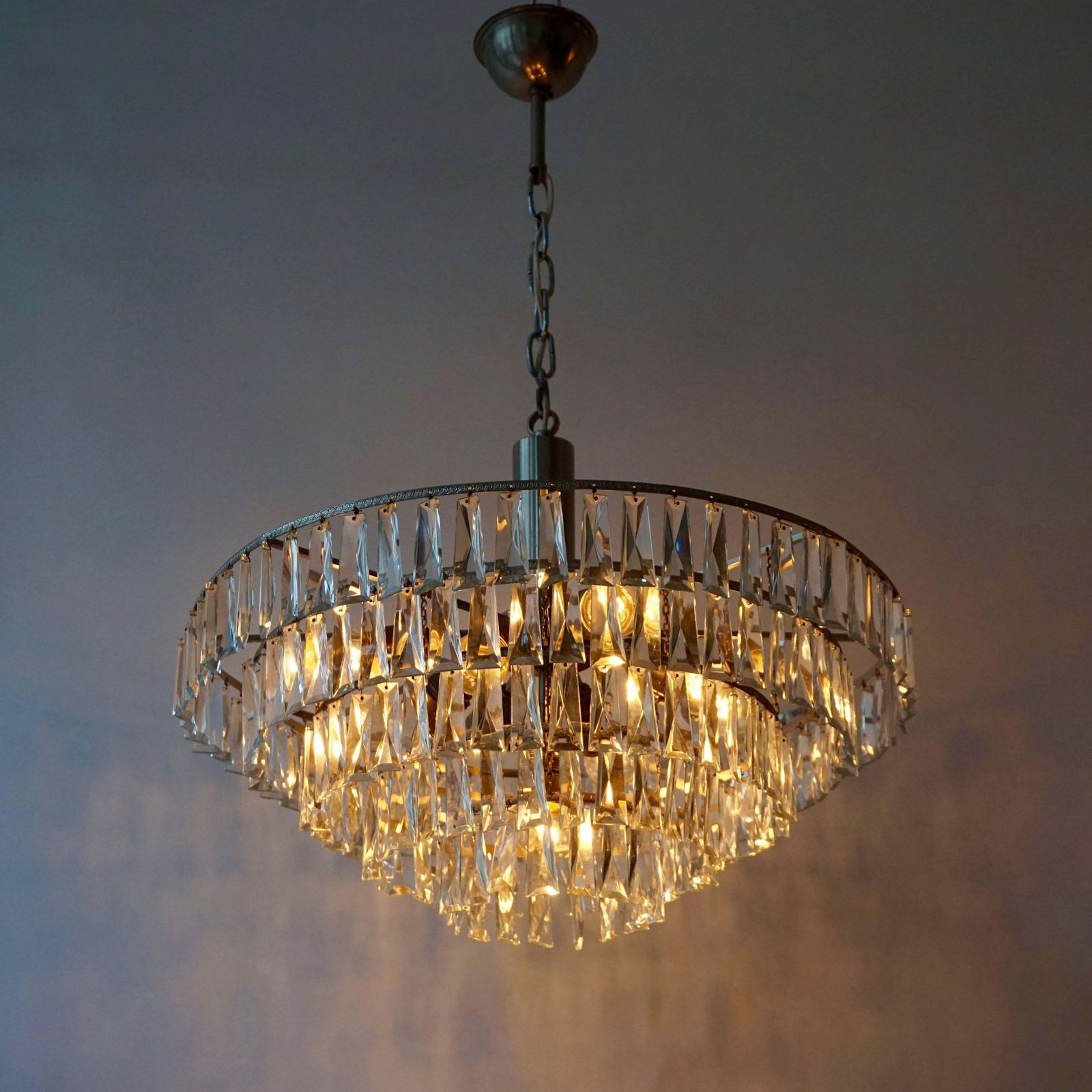 Four Crystal Glass And Brass Chandeliers photo 1613.0