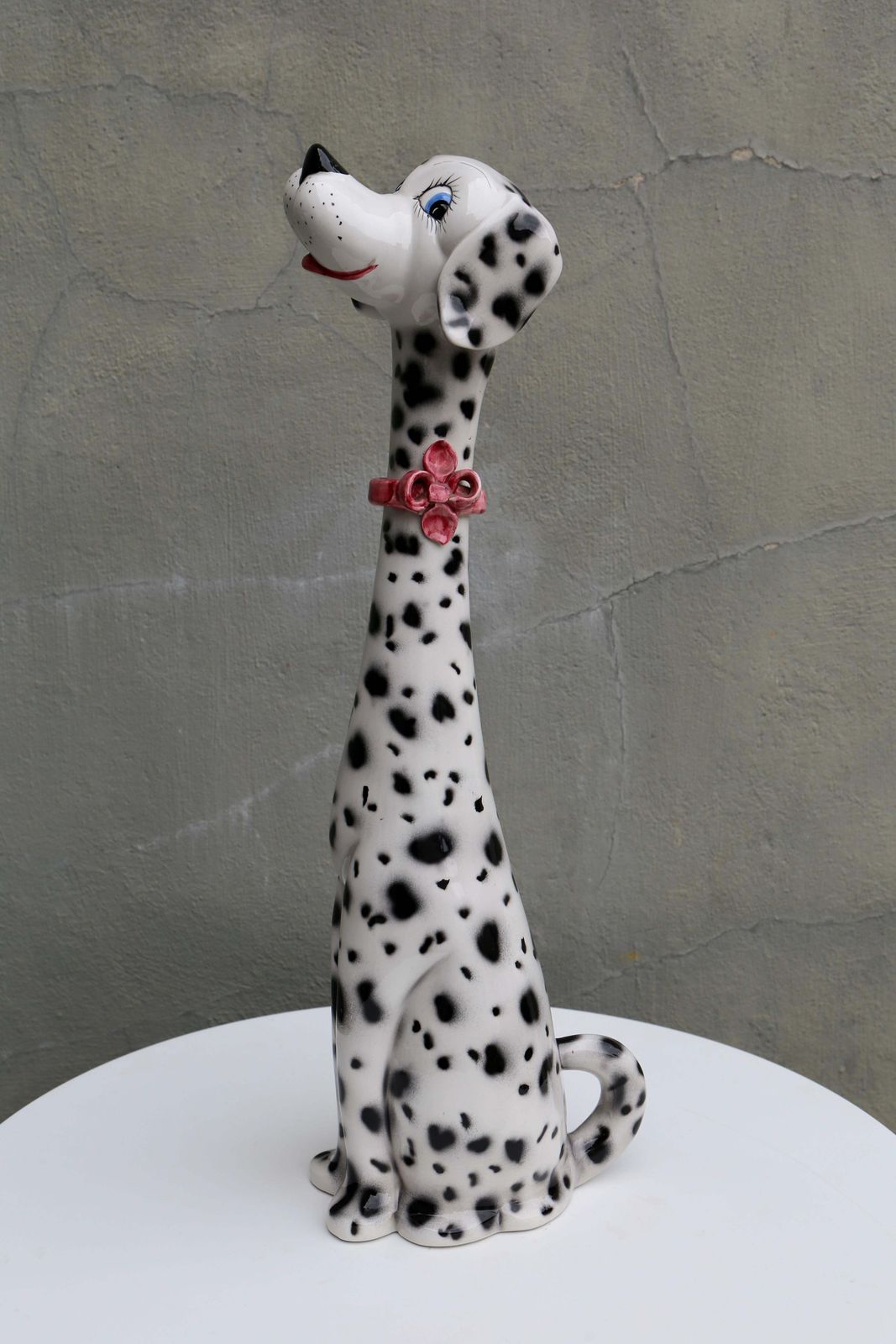 1970s Life Size Italian Terracotta Dalmatian Dog Figurine With Majolica Glaze photo Home Decor