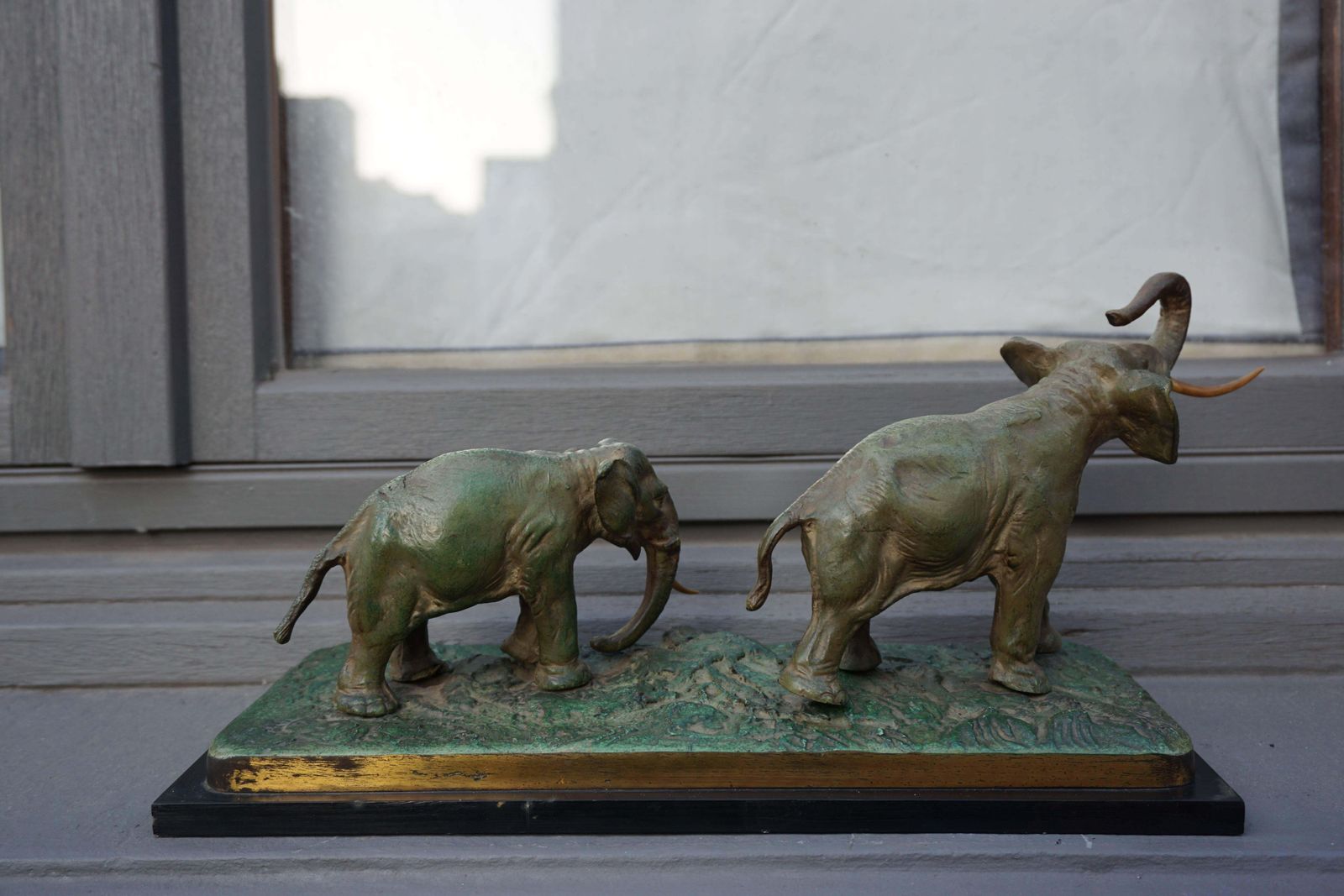 Early 20th Century Bronze Sculpture Of Elephants photo Art